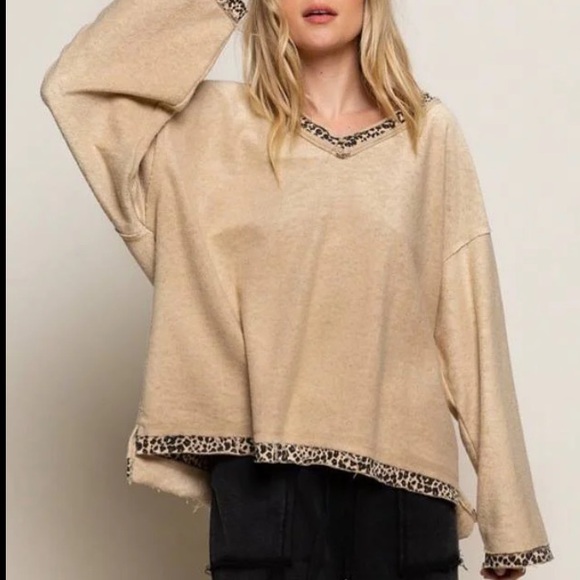 POL ANIMAL PRINT OVERSIZED FRENCH TERRY PULLOVER XL NWOT - Picture 2 of 6